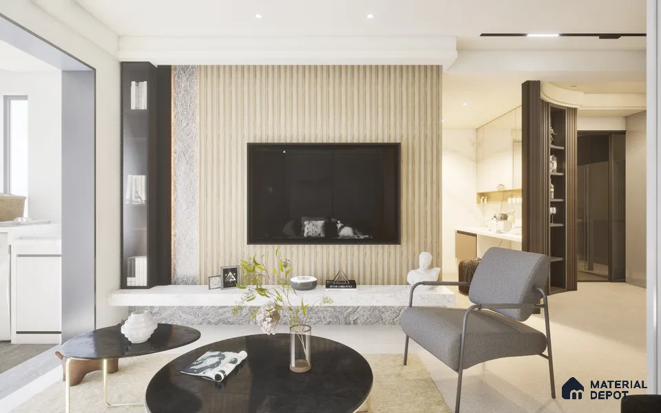 Beige Wooden Louver SA 1014 8 ft x 4.9 inch Charcoal Panel -  mm | Suitable for Feature Wall, TV Unit & Living Room | Width is Subjected to 5% Variation