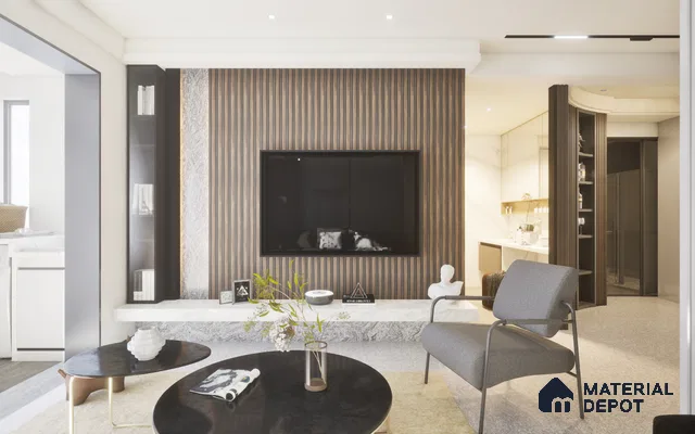 Wenge Marble Louver SA 1007 8 ft x 4.9 inch Charcoal Panel -  mm | Suitable for Feature Wall, TV Unit & Living Room | Width is Subjected to 5% Variation