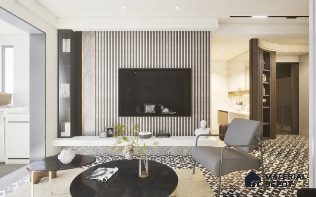 High-Gloss Core TV Unit & Panel Lamcoat Wall