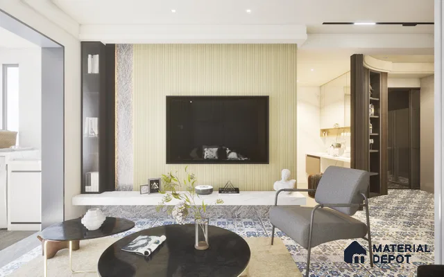 White Marble Look LM 01325 8 ft x 4 ft Texture Finish Decorative Laminate - 1 mm | Suitable for TV Unit, Wardrobe, Kitchen Cabinets