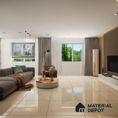Mozart Beige Crystal 600x600 mm Glossy Finish Sand Dune Full Body Vitrified Floor and Wall Tile - 9 mm | Material Depot