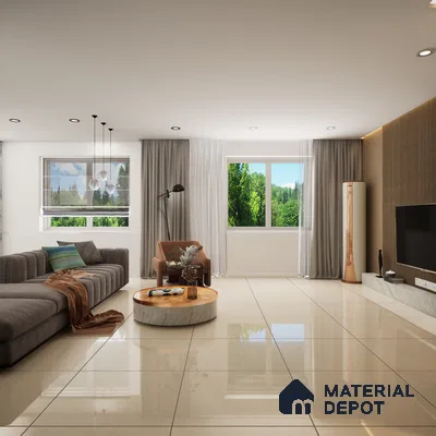 Mozart Mist Crystal 600x600 mm Glossy Finish Sand Dune Full Body Vitrified Floor and Wall Tile - 9 mm | Material Depot