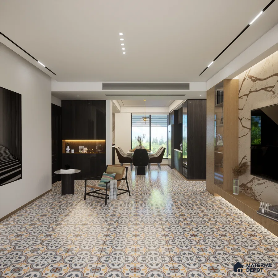 M-17 Matte Finish 600x600 mm Digital Moroccan Porcelain Floor Tile - 9.5 mm | Material Depot
