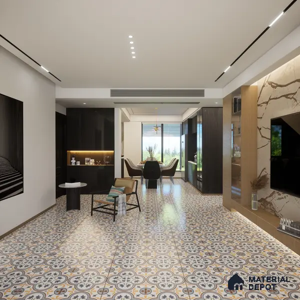 Moroccan Floor & Wall Tile TL 02123 Brown & Blue 2 ft x 2 ft Matte Finish Vitrified Tile - 9.5 mm | Suitable For Kitchen, Bathroom, Dining Area | Please Expect a Slight Variation of Pattern