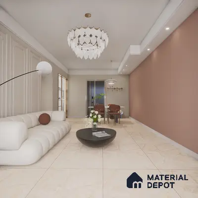 Brown Marble Floor & Wall Tile TL 06708 Gravier Serene Beige 2 ft x 4 ft Vitrified Glossy Finish - 9 mm | 8 Random Design | Suitable for Living Room, Bedroom, Bathroom