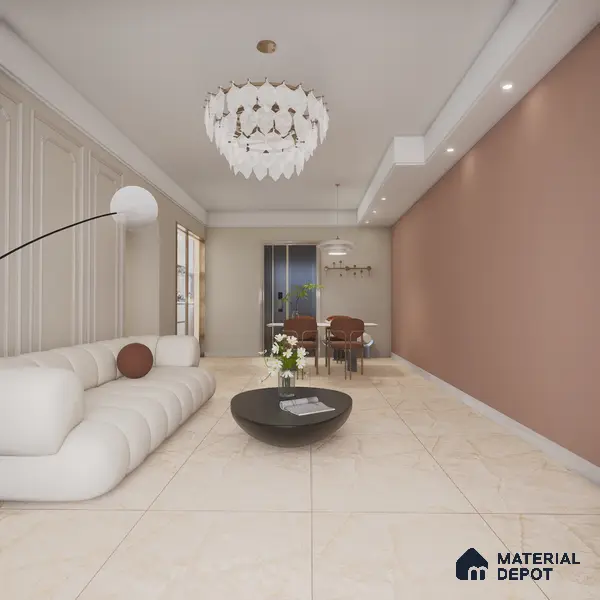Brown Marble Floor & Wall Tile TL 06708 Gravier Serene Beige 2 ft x 4 ft Vitrified Glossy Finish - 9 mm | 8 Random Design | Suitable for Living Room, Bedroom, Bathroom