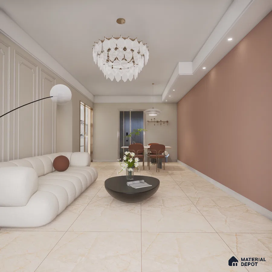 Harmony Beige 1200x600 mm Rustic Carving Finish GVT Tile - 9 mm | Material Depot