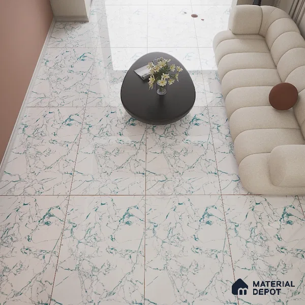 Marble Wall & Floor Tile TL 05155 Marblis Glacial Grace 4 ft x 2 ft Vitrified Endless Glossy Finish - 9 mm (Random 3) | Suitable for Living Room, Bedroom & Bathroom