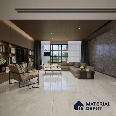 Calacatta Furry 1600x800 mm Glossy & Satin Matt Super White Finish GVT Tile - 9 mm | Material Depot