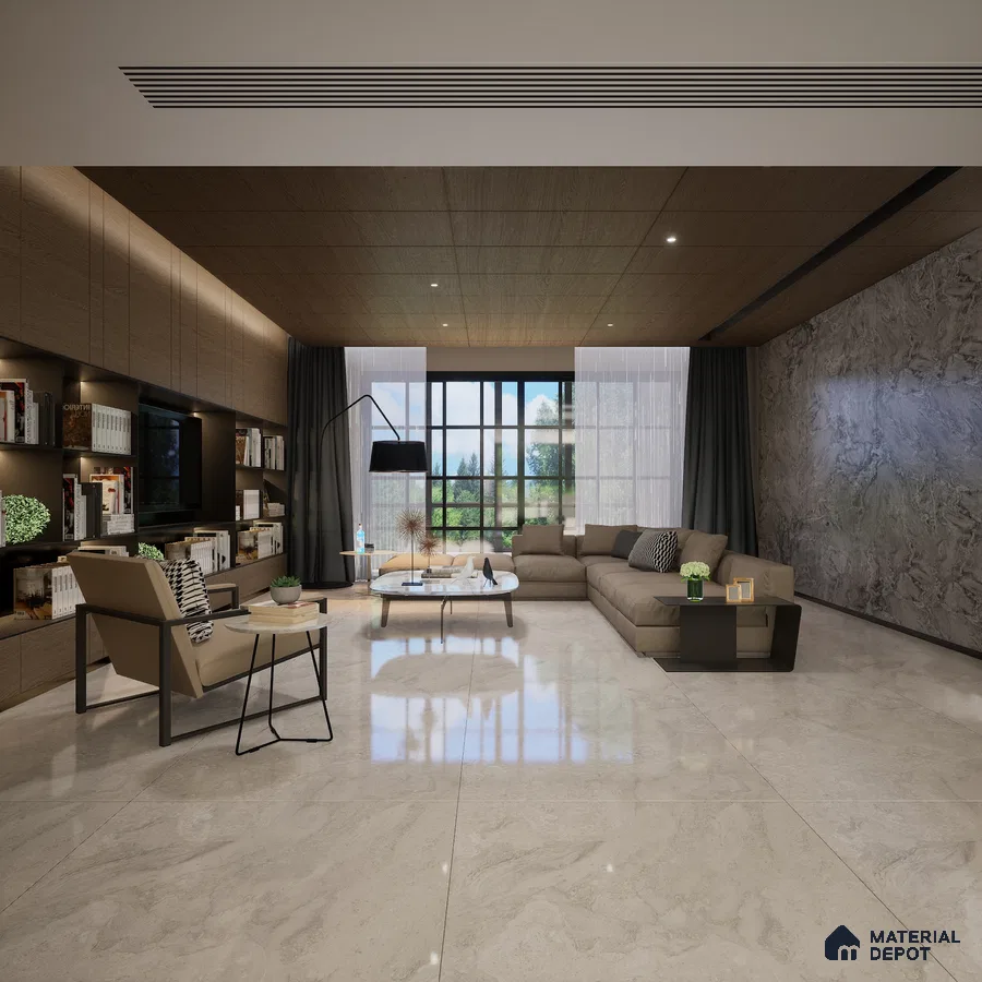 Callista Smooth Flow 1600x800 mm Glossy Finish GVT Tile - 9 mm | Material Depot