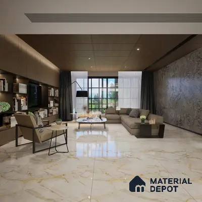 Large Format Endless Floor & Wall Tile TL 10584 Nura White 8 ft x 4 ft Colour Body Vitrified Matte Finish - 9 mm | Suitable for Living Room, Bedroom, Bathroom | Adhesive and Spacers Must be Used During Installation