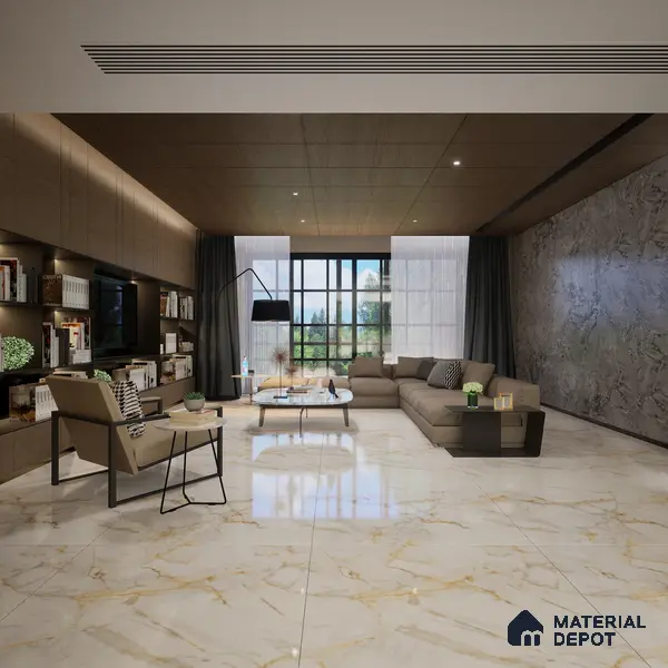 Large Format Endless Floor & Wall Tile TL 10584 Nura White 8 ft x 4 ft Colour Body Vitrified Matte Finish - 9 mm | Suitable for Living Room, Bedroom, Bathroom | Adhesive and Spacers Must be Used During Installation