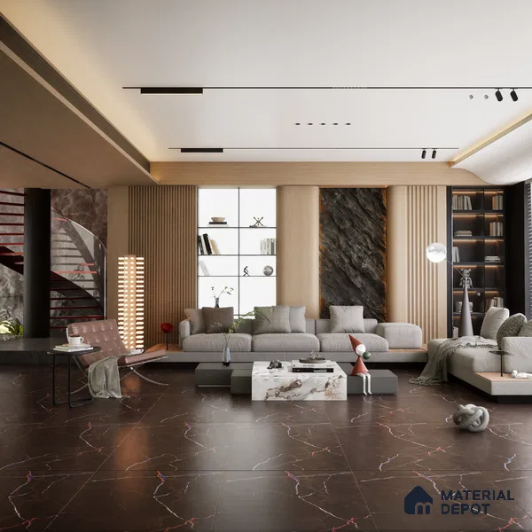 Marble Floor & Wall Tile TL 10869 Port Laurent 4 ft x 2 ft High Gloss Finish Vitrified Tile - 9 mm | 5 Random Designs | Suitable for Living Room, Bedroom & Kitchen