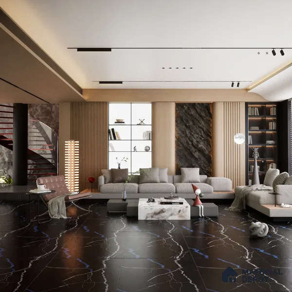 TL 08665 Black 4 ft x 2 ft Matte Finish Vitrified Floor & Wall Tile - 9 mm