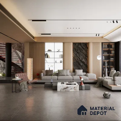 Marble Floor & Wall Tile TL 09229 B Refine Grey 4 ft x 2 ft Glossy Finish Vitrified Tile - 9 mm | 4 Random Design | Suitable For Living Room, Bedroom, Dining Area