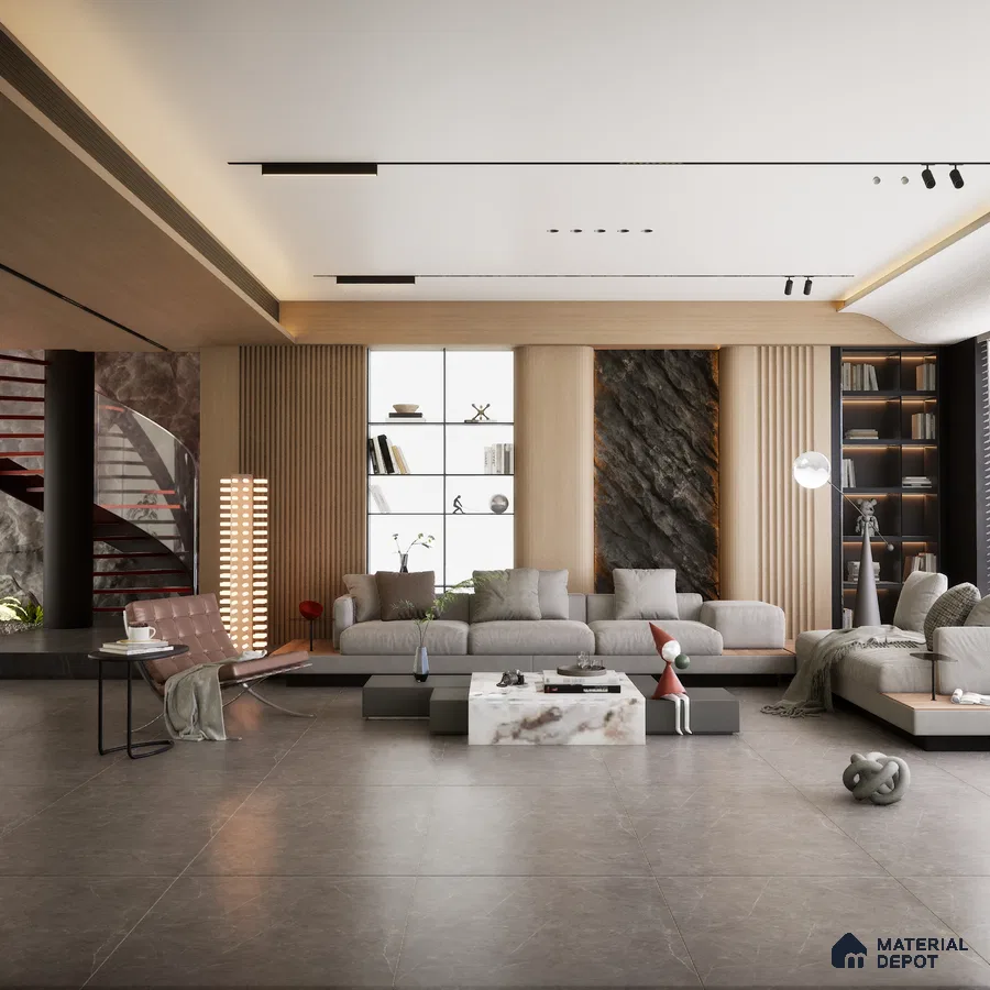 Perlino Grigio 1200x600 mm Matte Carving Tile | Material Depot