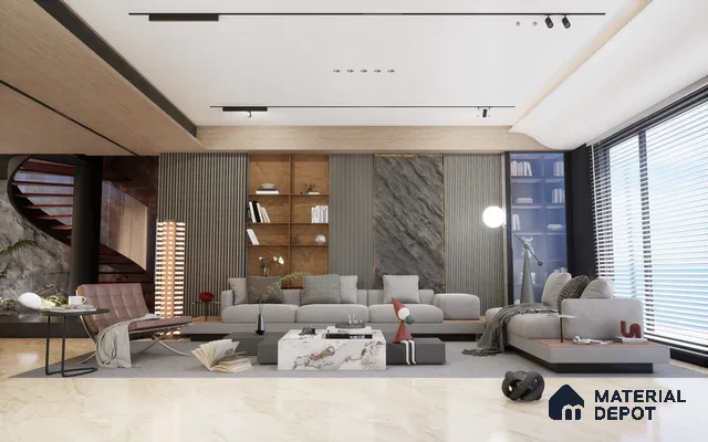 Luxe Modern Living Room in Grey and Brown