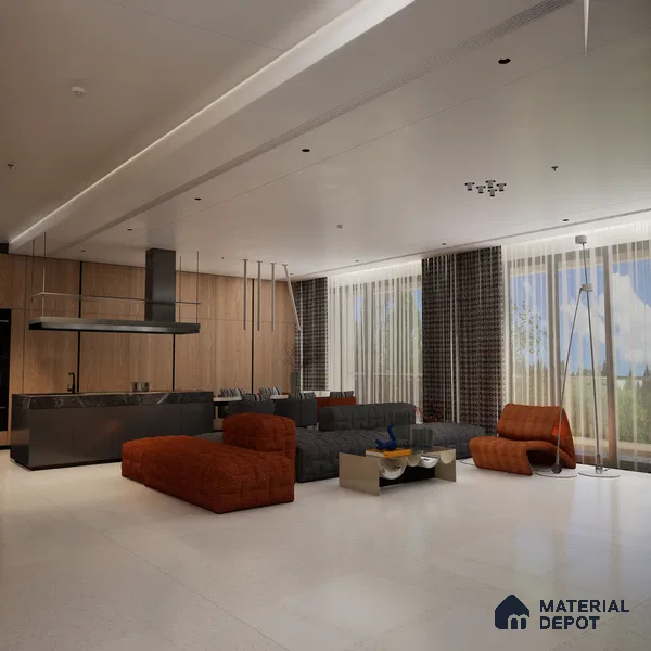 Terrazzo Large Format Slab Tile TL 06033 Galaxy White 2400 x 800 mm Full Body Vitrified Glossy Finish - 15 mm | Suitable For Kitchen Counter Top, Bathroom Vanity, Dining Table Top | Adhesive and Spacers Must be Used During Installation