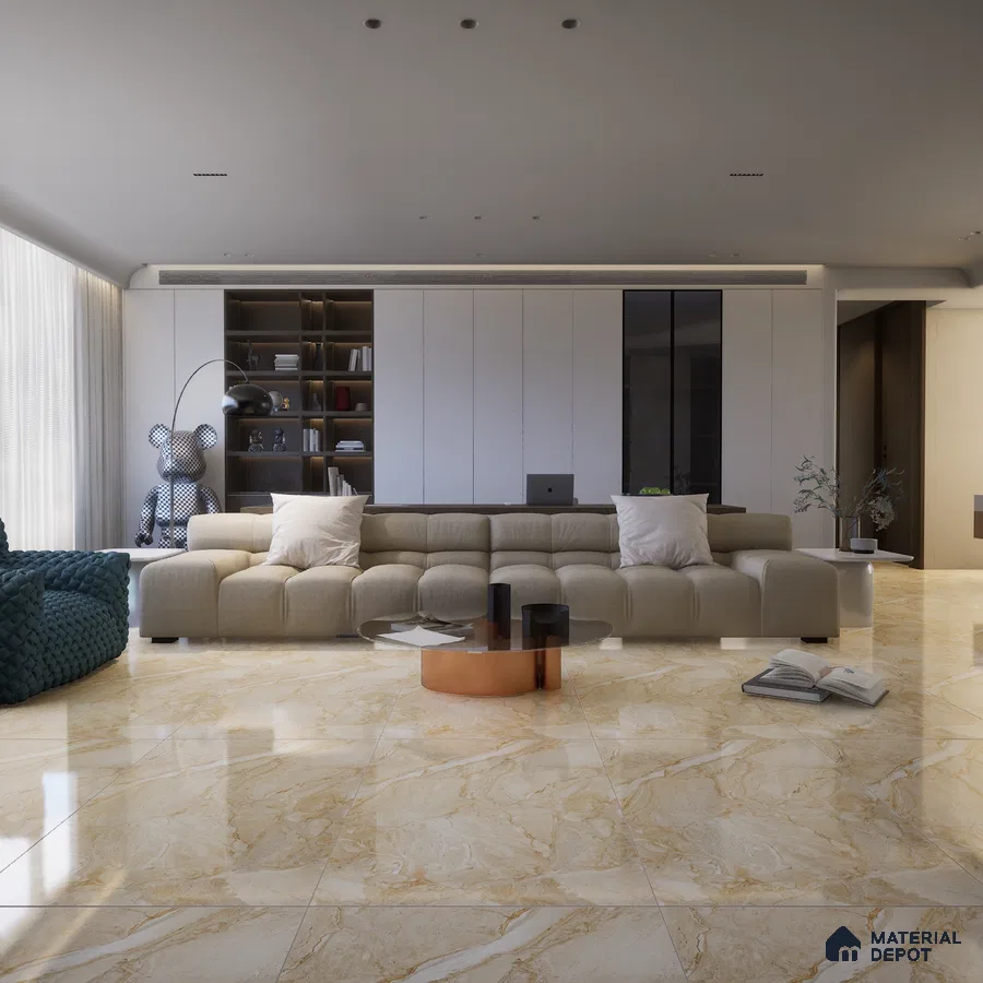 Random 5 Royal Dyan Gold 1200x600 mm Glossy Finish Tile - 9 mm | Material Depot