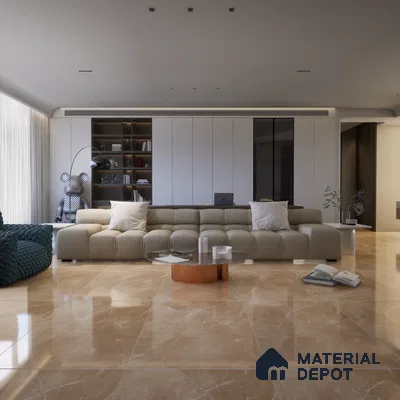 Brown Marble Floor & Wall Tile TL 07065 Gravier  2 ft x 4 ft Vitrified Glossy Finish - 9 mm | 5 Random Design | Suitable for Living Room, Bedroom, Bathroom