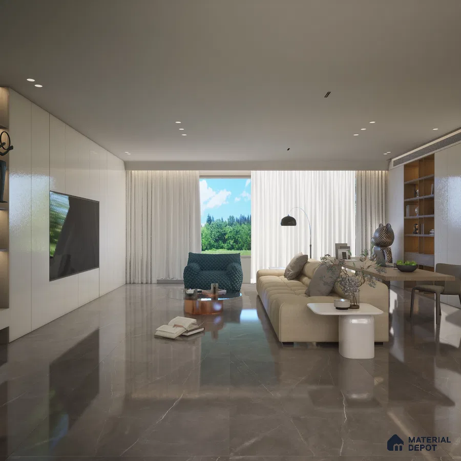 Armani Gris 1600x800 mm High Gloss Finish GVT Tile | Material Depot