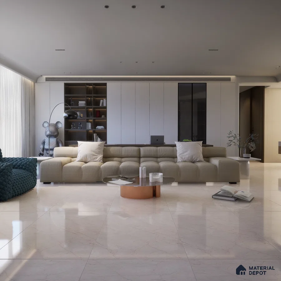 Arezzo Ash 1200x600 mm Glossy Finish GVT Tile - 9.5 mm | Material Depot