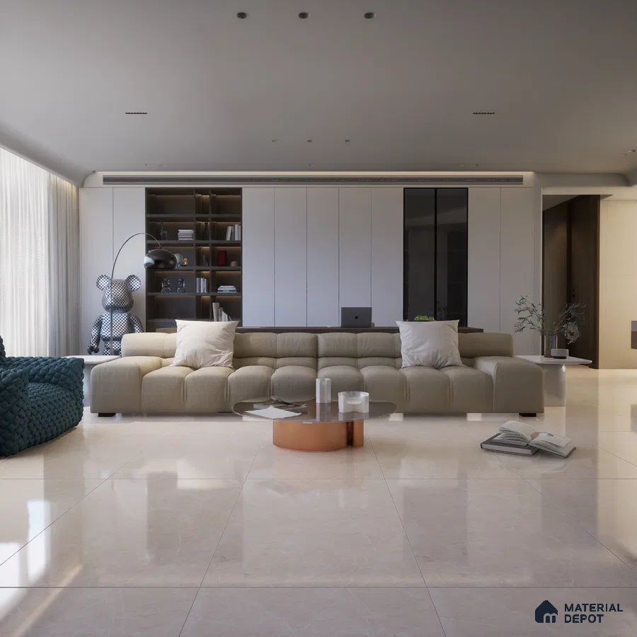 Cream 1200x600 mm Glossy Vitrified Marble Tile | MD-553108 | Material Depot