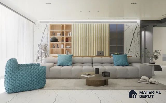 Grey Marble Look 9295 SML 8 ft x 4 ft Texture Finish Decorative Laminate - 1 mm | Suitable for TV Unit, Wardrobe, Kitchen Cabinets