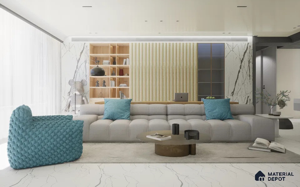 Grey Marble Look 9295 SML 8 ft x 4 ft Texture Finish Decorative Laminate - 1 mm | Suitable for TV Unit, Wardrobe, Kitchen Cabinets