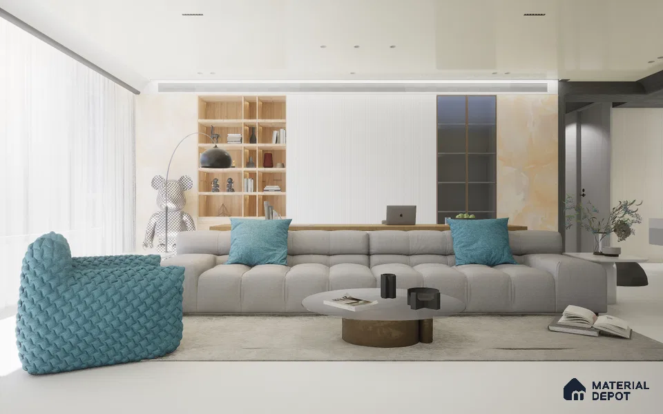White Plain Colour Louver S5 164 8 ft x 4.9 inch Charcoal Panel - 12 mm | Suitable for Feature Wall, TV Unit & Living Room | Width is Subjected to 5% Variation
