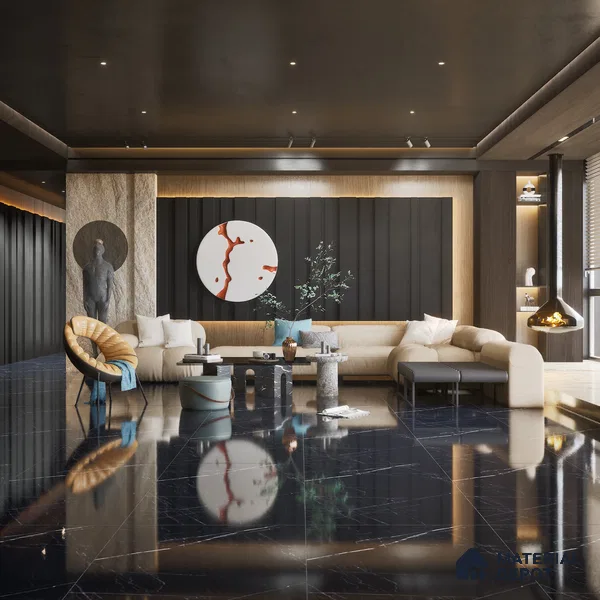 Marble Floor & Wall Tile | TL 00682 Black Matte Finish 4 ft x 2 ft Matte Finish Vitrified Vitrified Tile - 9 mm | Suitable For Living Room, Bedroom, Dining Area