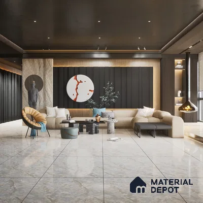 9001 Random-2 1200x600 mm Glossy Finish GVT Floor and Wall Tile - 9 mm | Material Depot