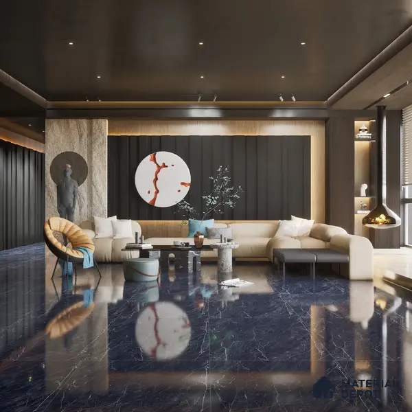 Marble Wall & Floor Tile TL 05148 Marblis Obsidian Veil 4 ft x 2 ft Vitrified High Gloss Finish - 9 mm (Random 4) | Suitable for Living Room, Bedroom & Bathroom