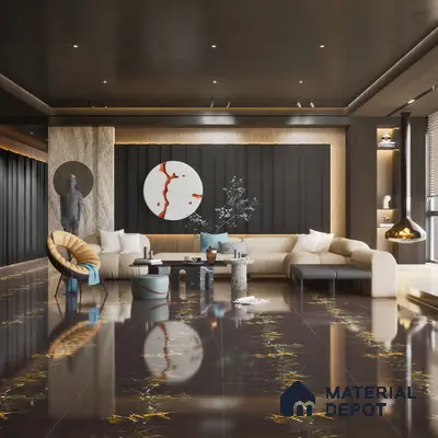 Marble Wall & Floor Tile TL 05118 Marblis Eclipse 4 ft x 2 ft Vitrified Endless High Gloss Finish - 9 mm (Random 4) | Suitable for Living Room, Bedroom & Bathroom