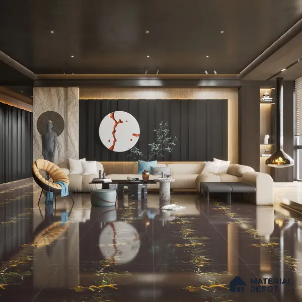 Marble Wall & Floor Tile TL 05118 Marblis Eclipse 4 ft x 2 ft Vitrified Endless High Gloss Finish - 9 mm (Random 4) | Suitable for Living Room, Bedroom & Bathroom
