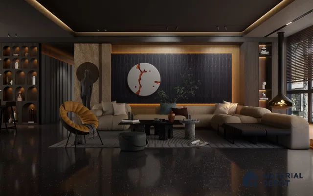 Black Marble Louver VL 13 TE (VL 13) 8 ft x 4.9 inch Charcoal Panel - 12 mm | Suitable for Feature Wall, TV Unit & Living Room | Width is Subjected to 5% Variation