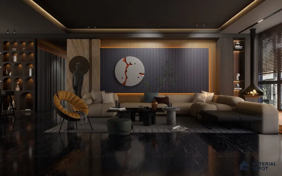 Black Plain Colour Louver VL 30 GR (VL 30) 8 ft x 4.9 inch Charcoal Panel - 12 mm | Suitable for Feature Wall, TV Unit & Living Room | Width is Subjected to 5% Variation