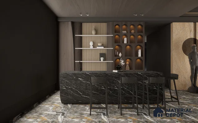 84849 GL Canyan Marble 8 ft x 4 ft High Gloss Finish Liner Laminate - 0.8 mm | Suitable for TV Unit, Wardrobe, Kitchen Cabinets