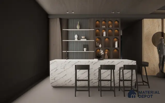 3846 SI White Marble 8 ft x 4 ft Texture Finish Decorative Laminate - 1 mm  | Suitable for TV Unit, Wardrobe, Kitchen Cabinets | Matching Edgeband Code - (Rehau - 600P) | (E3 - 2522 MT)