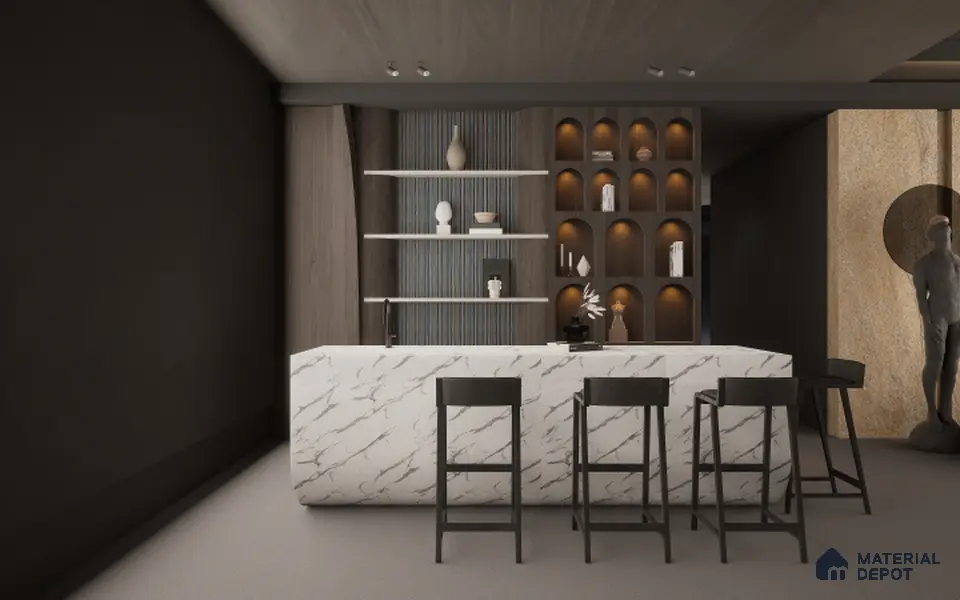 3846 SI White Marble 8 ft x 4 ft Texture Finish Decorative Laminate - 1 mm  | Suitable for TV Unit, Wardrobe, Kitchen Cabinets | Matching Edgeband Code - (Rehau - 600P) | (E3 - 2522 MT)