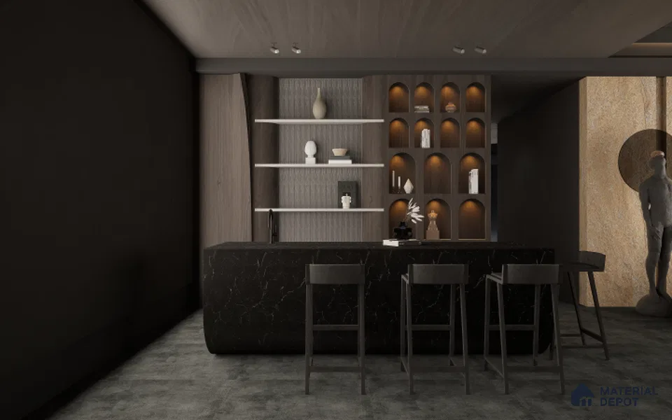 Grey Wooden Louver SA 2002 8 ft x 4.9 inch Charcoal Panel -  mm | Suitable for Feature Wall, TV Unit & Living Room | Width is Subjected to 5% Variation