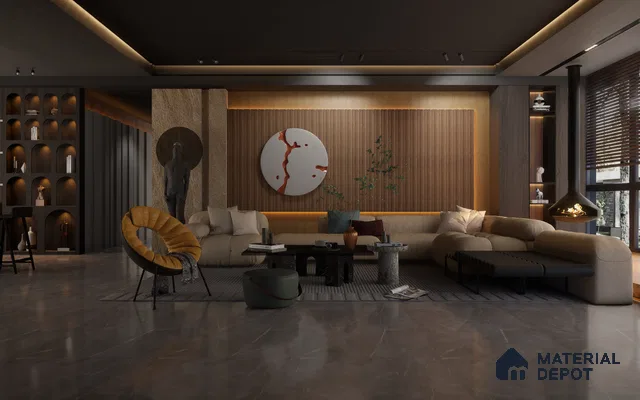 Brown Wooden Louver 1201 244 (Trend 1201) 8 ft x 4.9 inch Charcoal Panel - 12 mm | Suitable for Feature Wall, TV Unit & Living Room | Width is Subjected to 5% Variation
