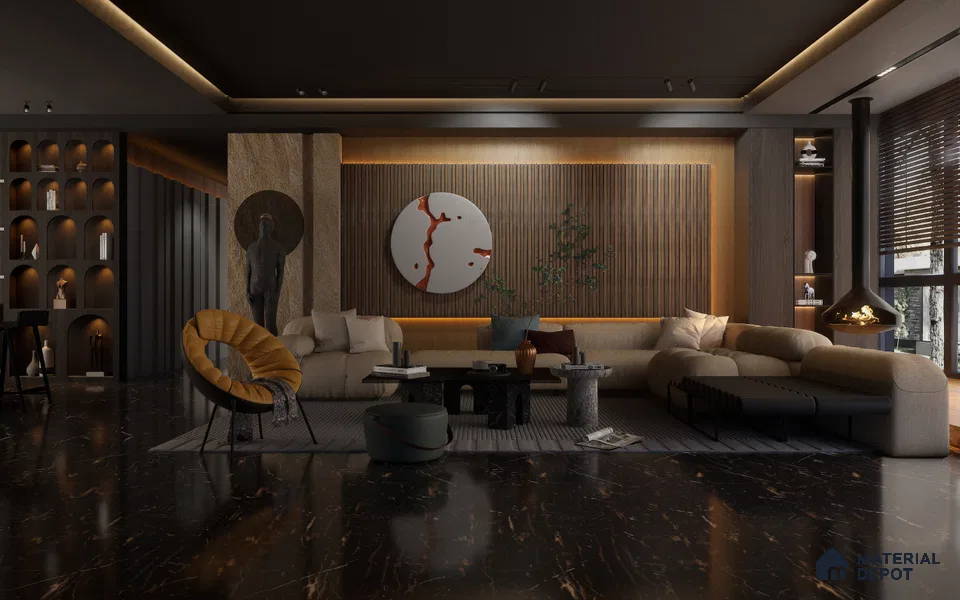 Brown Wooden Louver 1206 244 (Trend 1206) 8 ft x 4.9 inch Charcoal Panel - 12 mm | Suitable for Feature Wall, TV Unit & Living Room | Width is Subjected to 5% Variation