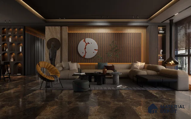 Brown Wooden Louver 1209 244 (Trend 1209) 8 ft x 4.9 inch Charcoal Panel - 12 mm | Suitable for Feature Wall, TV Unit & Living Room | Width is Subjected to 5% Variation