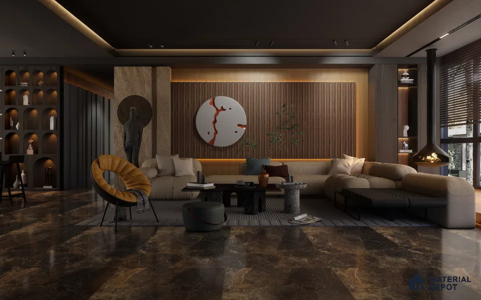 Brown Wooden Louver 1209 244 (Trend 1209) 8 ft x 4.9 inch Charcoal Panel - 12 mm | Suitable for Feature Wall, TV Unit & Living Room | Width is Subjected to 5% Variation