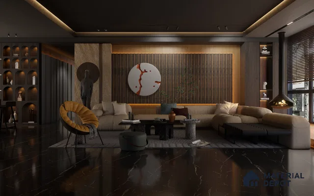 Brown Patterned Louver 1210 244 (Trend 1210) 8 ft x 4.9 inch Charcoal Panel - 12 mm | Suitable for Feature Wall, TV Unit & Living Room | Width is Subjected to 5% Variation