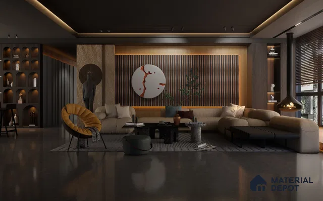 Brown Wooden Louver 1213 244 (Trend 1213) 8 ft x 4.9 inch Charcoal Panel - 12 mm | Suitable for Feature Wall, TV Unit & Living Room | Width is Subjected to 5% Variation