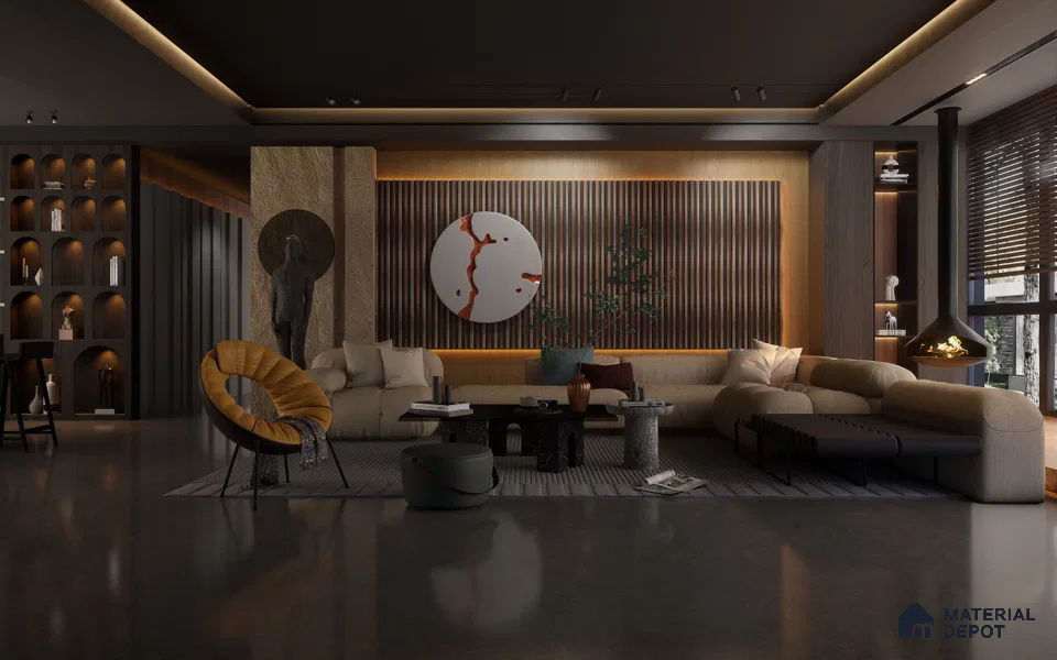 Brown Wooden Louver 1213 244 (Trend 1213) 8 ft x 4.9 inch Charcoal Panel - 12 mm | Suitable for Feature Wall, TV Unit & Living Room | Width is Subjected to 5% Variation