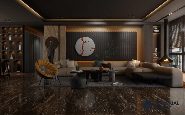Brown Wooden Louver 1218 244 (Trend 1218) 8 ft x 4.9 inch Charcoal Panel - 12 mm | Suitable for Feature Wall, TV Unit & Living Room | Width is Subjected to 5% Variation