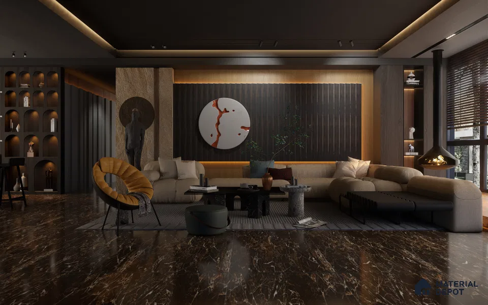Brown Wooden Louver 1218 244 (Trend 1218) 8 ft x 4.9 inch Charcoal Panel - 12 mm | Suitable for Feature Wall, TV Unit & Living Room | Width is Subjected to 5% Variation